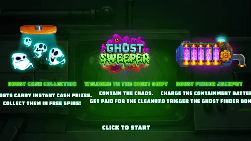 Ghost Sweeper - hlavné menu pred spustením relácie